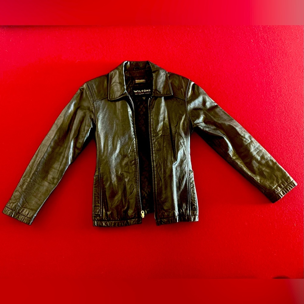 Wilson Thinsulate Leather Jacket Women’s Size XS Black Belted